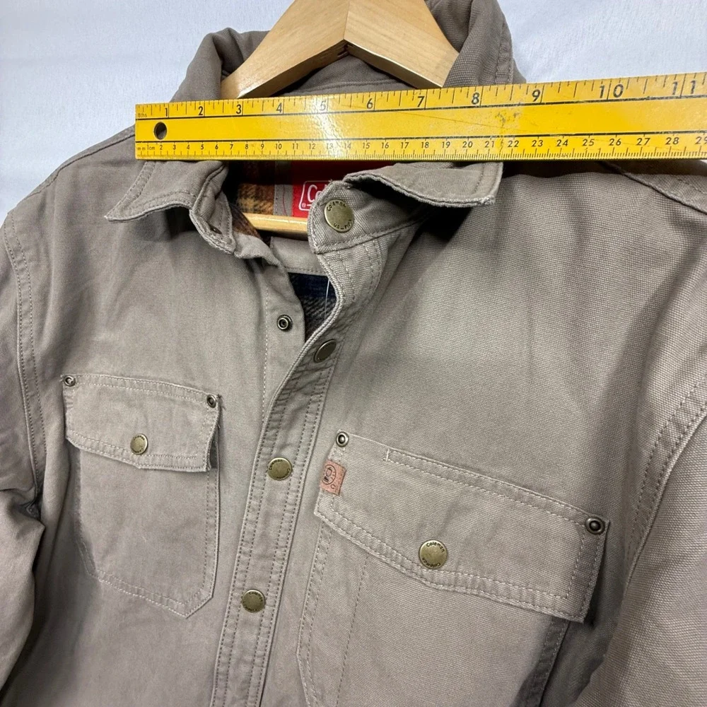 Coleman Mens Canvas Sherpa Lined Flannel Shirt Jacket Tan‎ Workwear Size M